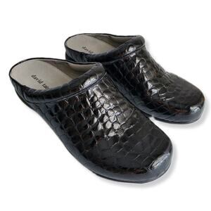 David Tate Women Black Leather Comfort Clog Shoe 9.5 W Natural Minimalist Artsy